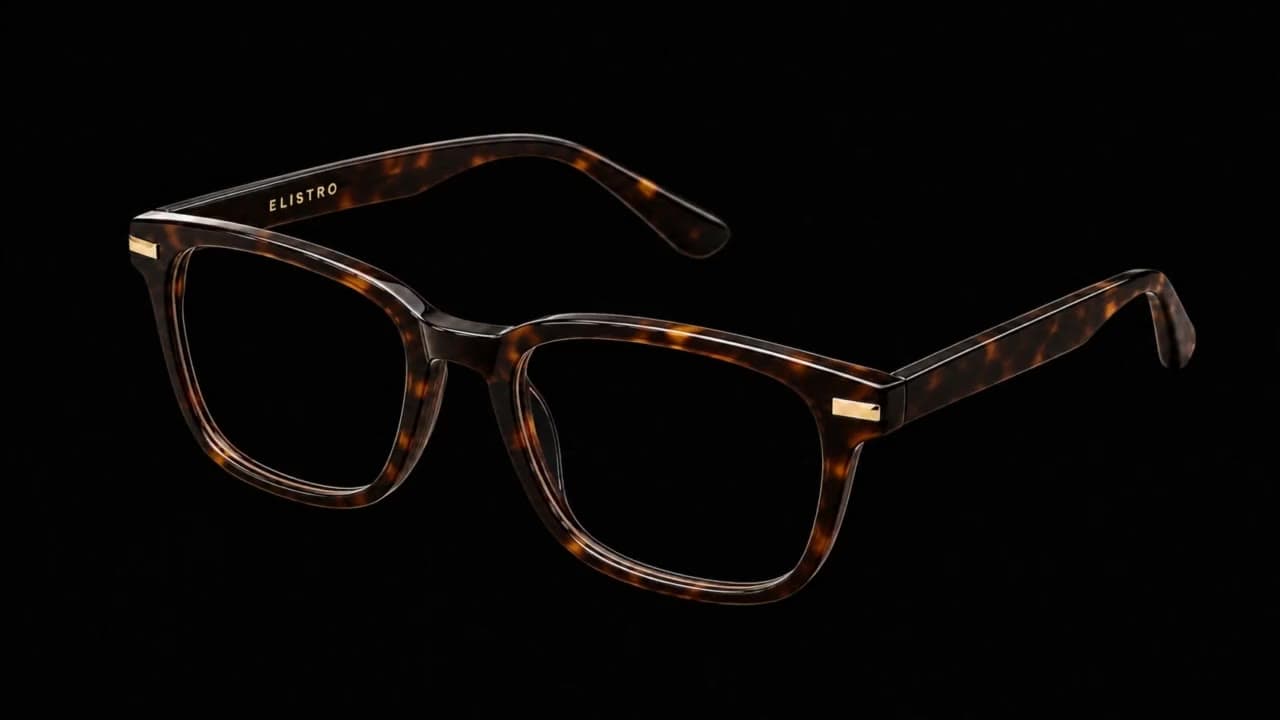 Elistro Wood tortoiseshell rectangle optical frame on black